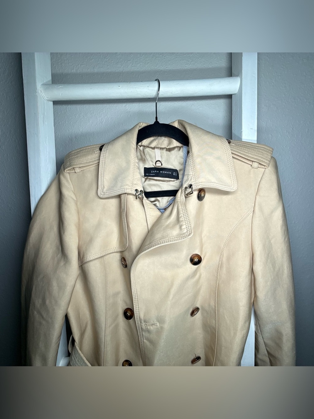 Zara Woman Beige Double-Breasted Trench Coat